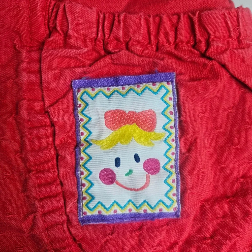 Vintage OshKosh Bgosh Red Cotton Vestbak Overalls 18M USA Made Embroidered Patch
